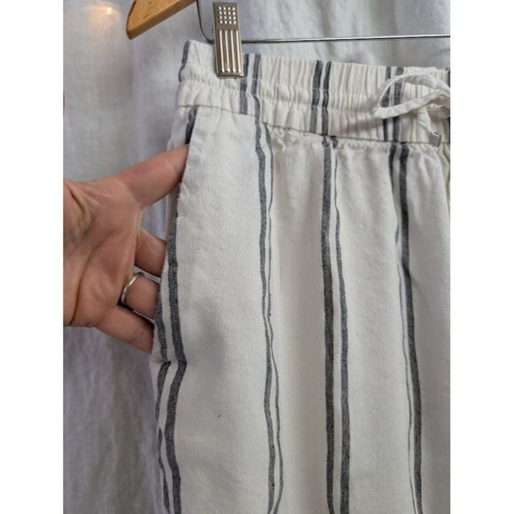GAP off white black stripes linen and rayon ankle pants women's size 8 K3 - Picture 3 of 6